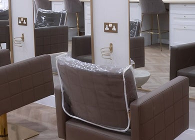Sophisticated salon interiors at Hollie Fitzmartin Studio and Academy in Atherton, England, GB.