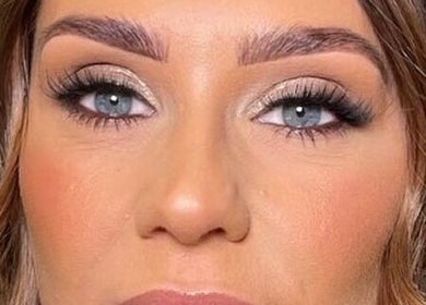 Close-up of expert eye makeup at Hollie Fitzmartin Studio and Academy, Atherton, England, GB.