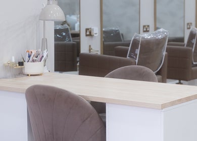 Nail station at Hollie Fitzmartin Studio and Academy in Atherton, England, GB with modern decor.