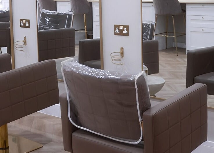 Luxurious salon chairs and mirrors at Hollie Fitzmartin Studio and Academy, Atherton, England, GB.