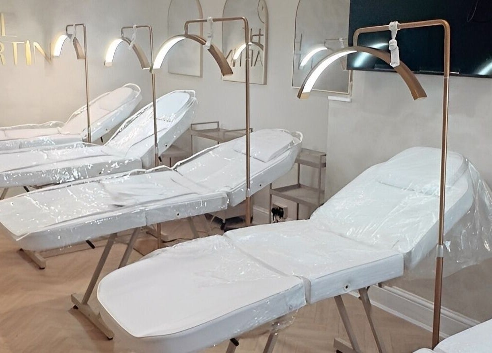 Treatment beds at Hollie Fitzmartin Studio and Academy in Atherton, England, GB, offering a tranquil experience.