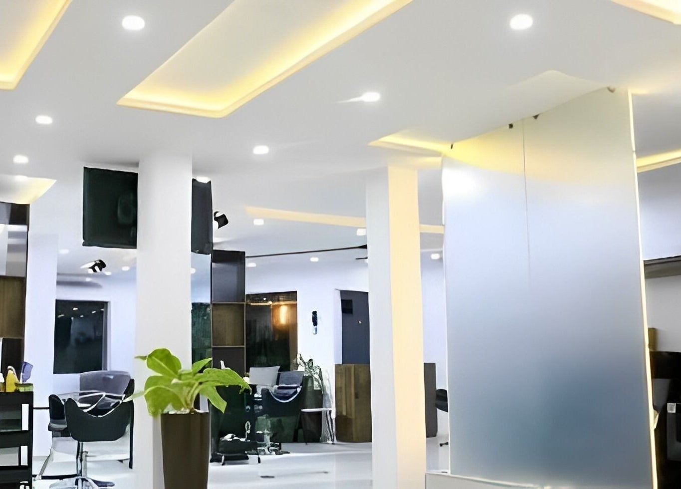 Modern interior of The Hikky's Hair Studio in Lagos, Lagos, NG with sleek decor and elegant lighting.