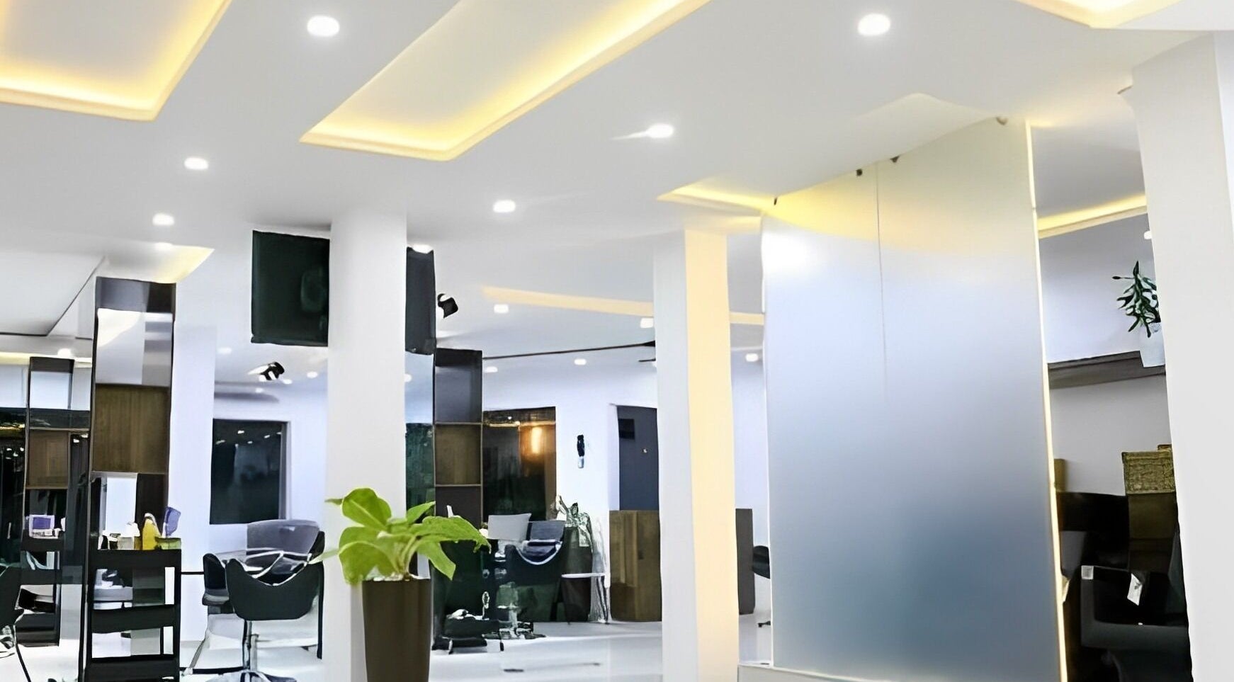 Modern interior of The Hikky's Hair Studio in Lagos, Lagos, NG with sleek decor and elegant lighting.