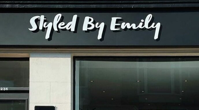 Styled By Emily LTD storefront in Darwen, England, GB showcasing elegant signage.