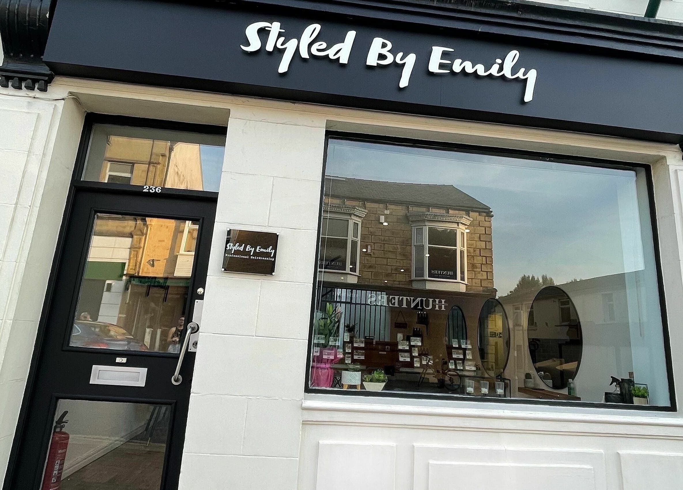 Front entrance of Styled By Emily LTD in Darwen, England, GB showcasing modern decor.