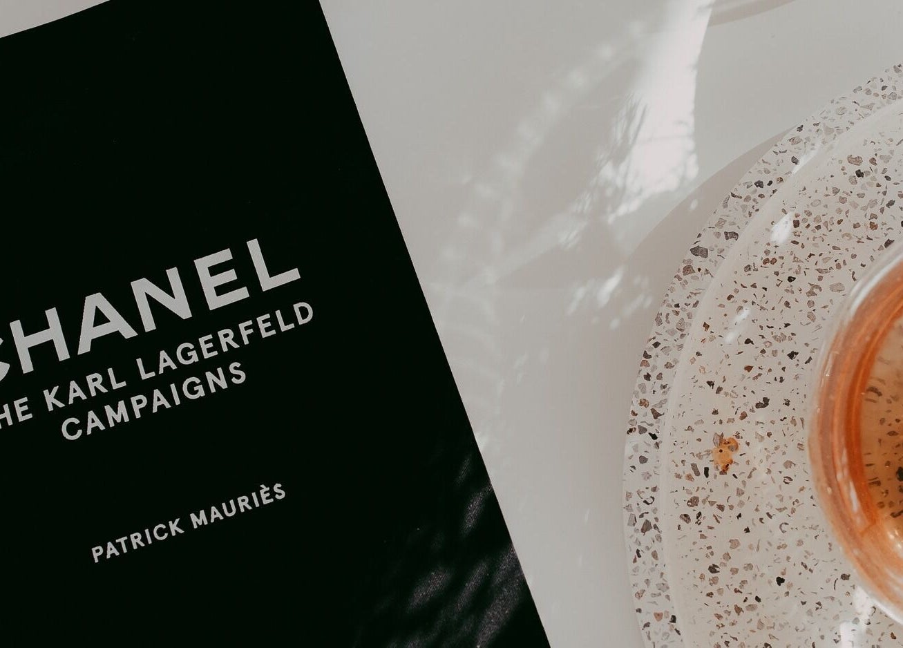 Chanel book on terrazzo table at Meridian Aesthetics Yarrabilba, Yarrabilba, Queensland, AU.