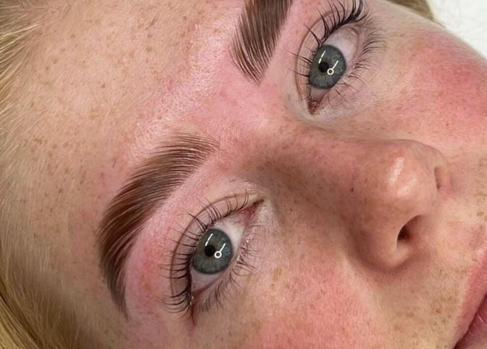 Closeup of professionally styled brows at Studio Rebecca Greaves, Devonport, Tasmania, AU.