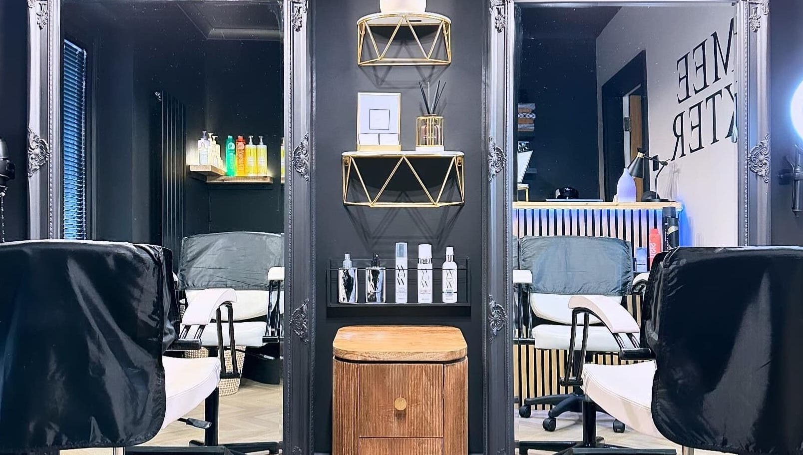 Elegant styling chairs and mirrors at Aimee Baxter Hairdressing in Cupar, Scotland, GB.