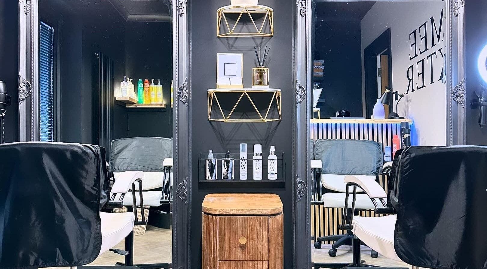 Elegant styling chairs and mirrors at Aimee Baxter Hairdressing in Cupar, Scotland, GB.