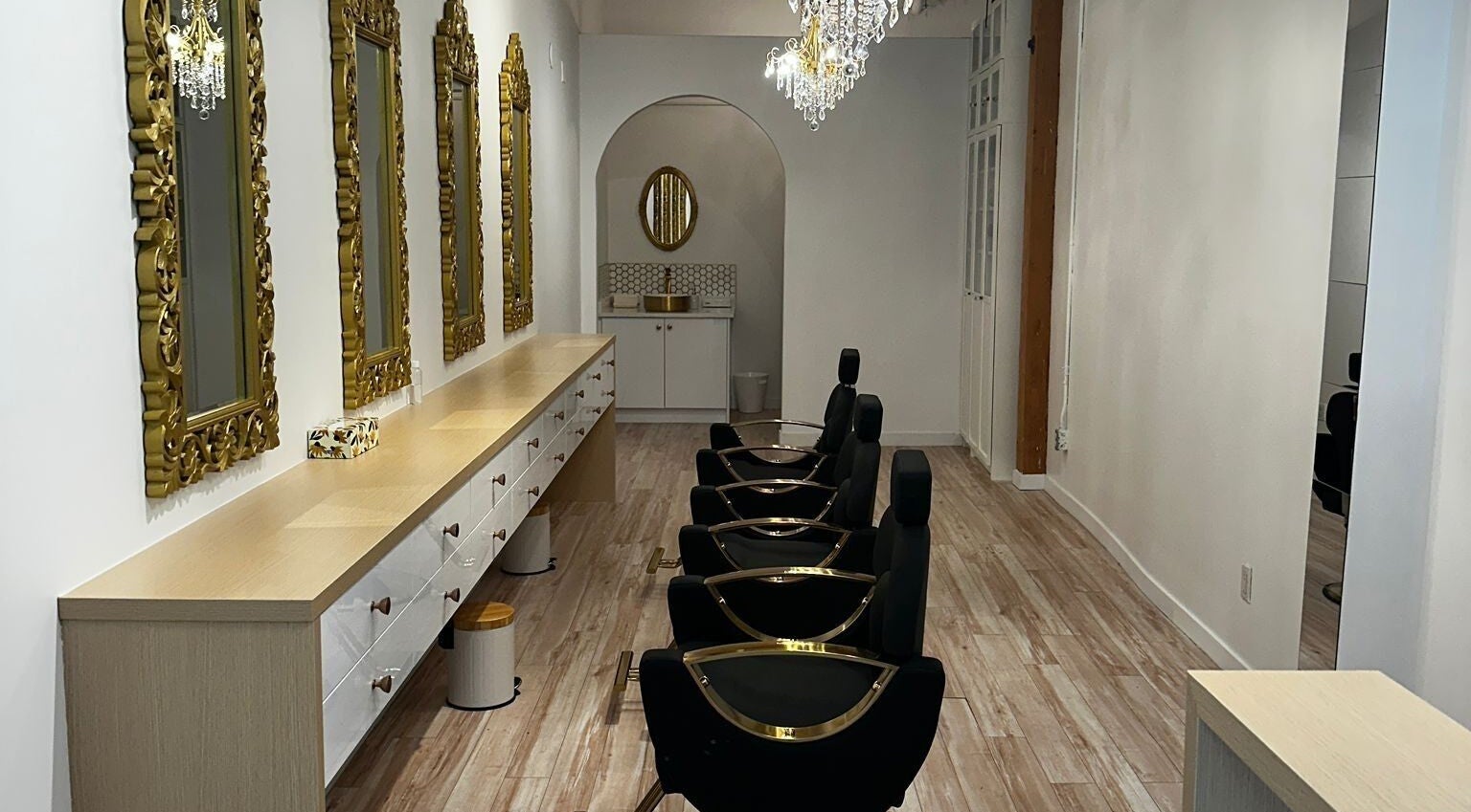 Luxurious styling chairs at Panache Brow House (Gastown), Vancouver, British Columbia, CA.