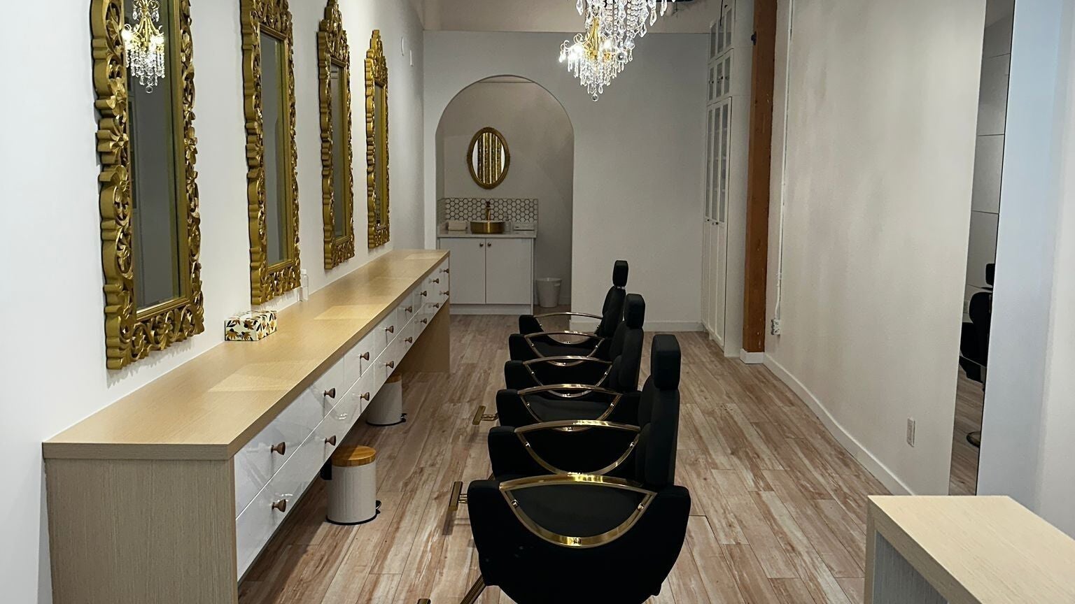 Luxurious styling chairs at Panache Brow House (Gastown), Vancouver, British Columbia, CA.