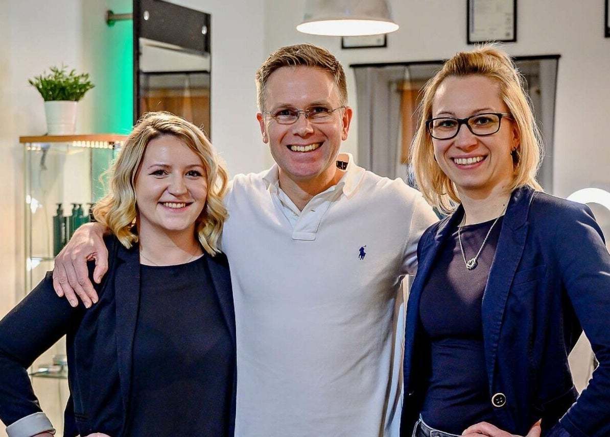 Friendly team at Daniel Antony, Northampton, England, GB, showcasing their welcoming salon environment.