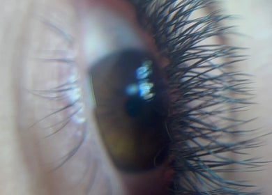 Close-up de un ojo con pestañas en Monic Beaux, Bayamón, Puerto Rico, US, especializado en belleza ocular.