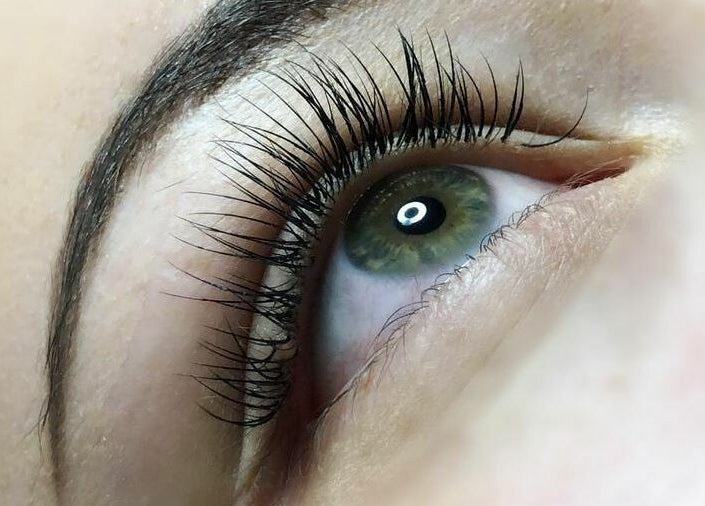 Close-up of styled eyelashes at Lash & Co in Fleetwood, England, GB.