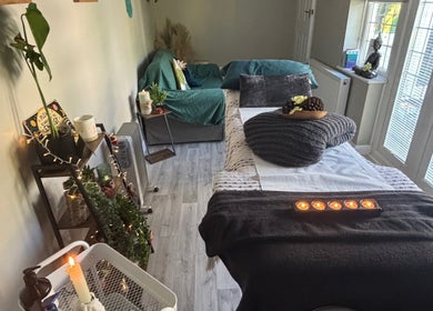 Cozy spa room at Wellness-On-Sea, Southend-on-Sea, England, GB, featuring a massage bed and calming decor.