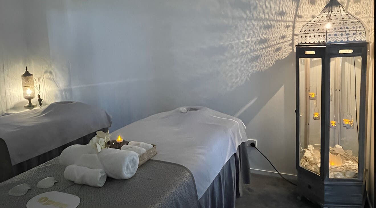 Peaceful massage room at Wai Thai New Brighton Massage Clinic, Christchurch, Canterbury, NZ, ready for relaxation.