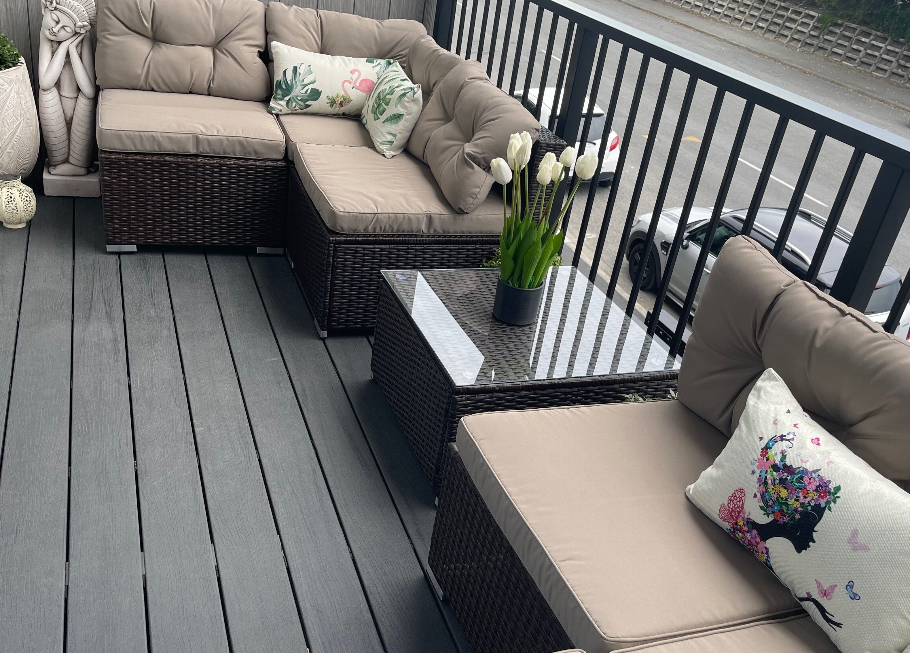 Cozy outdoor seating at Wai Thai New Brighton Massage Clinic, Christchurch, Canterbury, NZ.