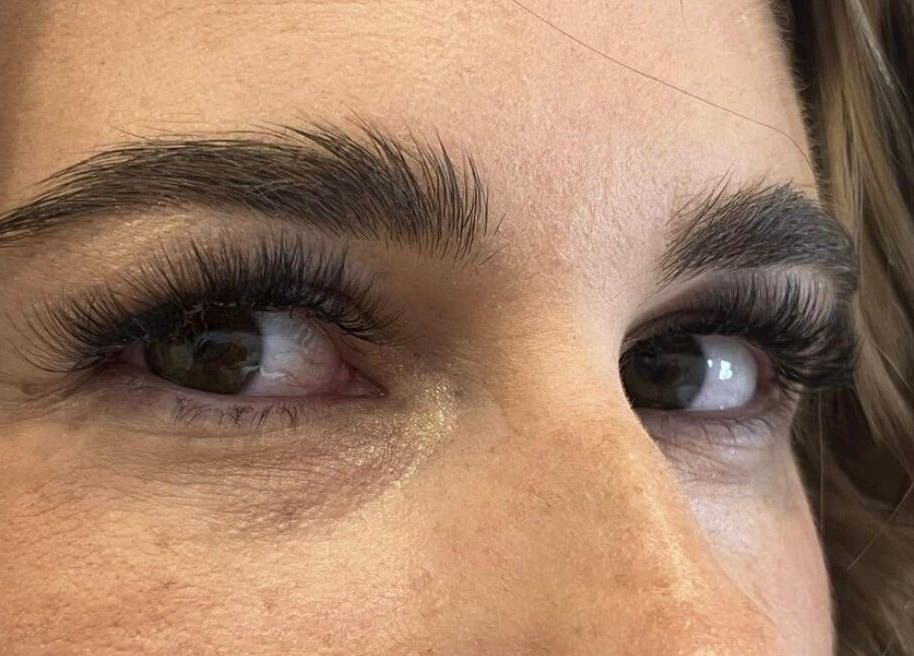 Close-up of elegant eyelash extensions at The Glam Bar in Campbelltown, New South Wales, AU.