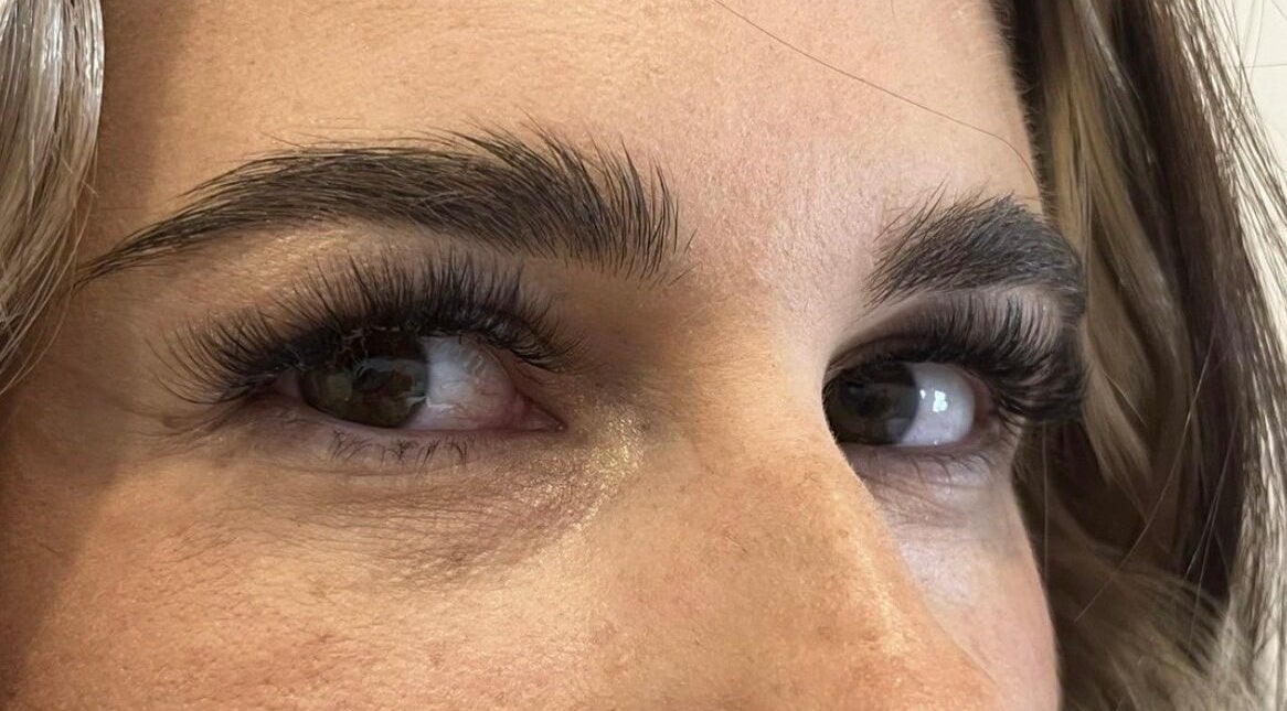 Close-up of elegant eyelash extensions at The Glam Bar in Campbelltown, New South Wales, AU.