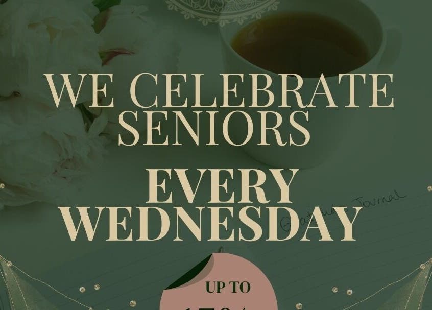 Paisley Studio in Cape Town offers Wednesday discounts for seniors, floral design and tea in the background.