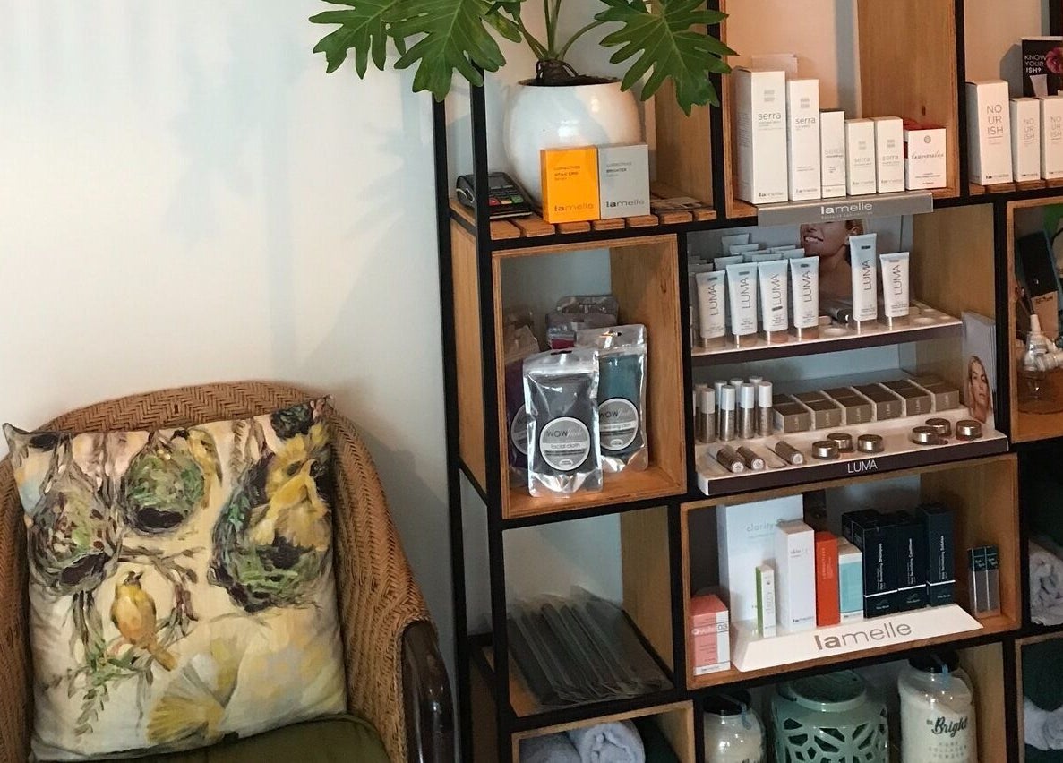 Cozy seating and product display at Stephanie’s Studio at Fit24 in Durban North, KwaZulu-Natal, ZA.