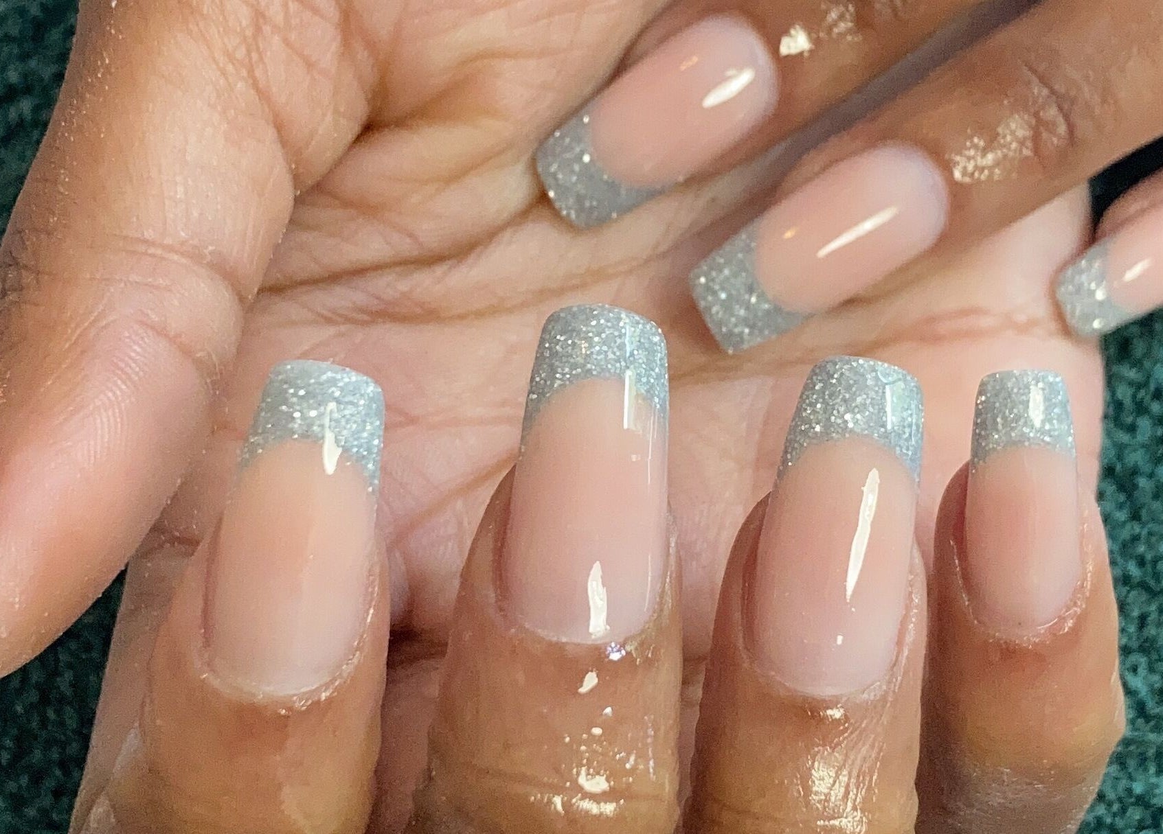 Sparkling silver nails at Stephanie’s Studio at Fit24, Durban North, KwaZulu-Natal, ZA.