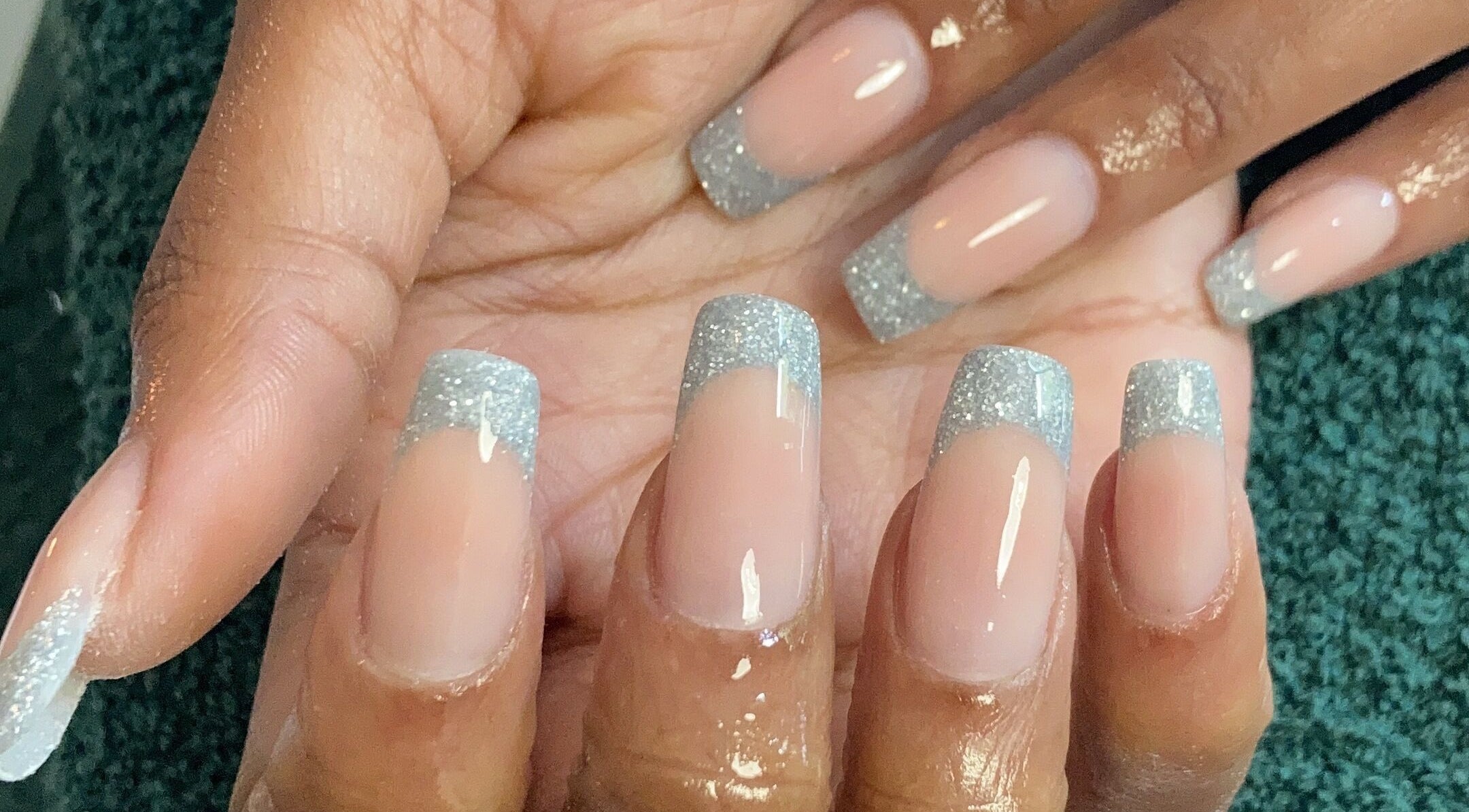 Sparkling silver nails at Stephanie’s Studio at Fit24, Durban North, KwaZulu-Natal, ZA.