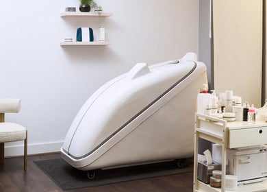 Luxurious wellness treatment room at Wellness at The Laslett, London, England, GB featuring a modern treatment pod.