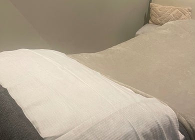 Relaxing massage bed at Blissful Beauty and Massage Therapy in Glastonbury, England, GB.