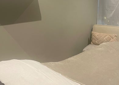 Tranquil massage room at Blissful Beauty and Massage Therapy, Glastonbury, England, GB.