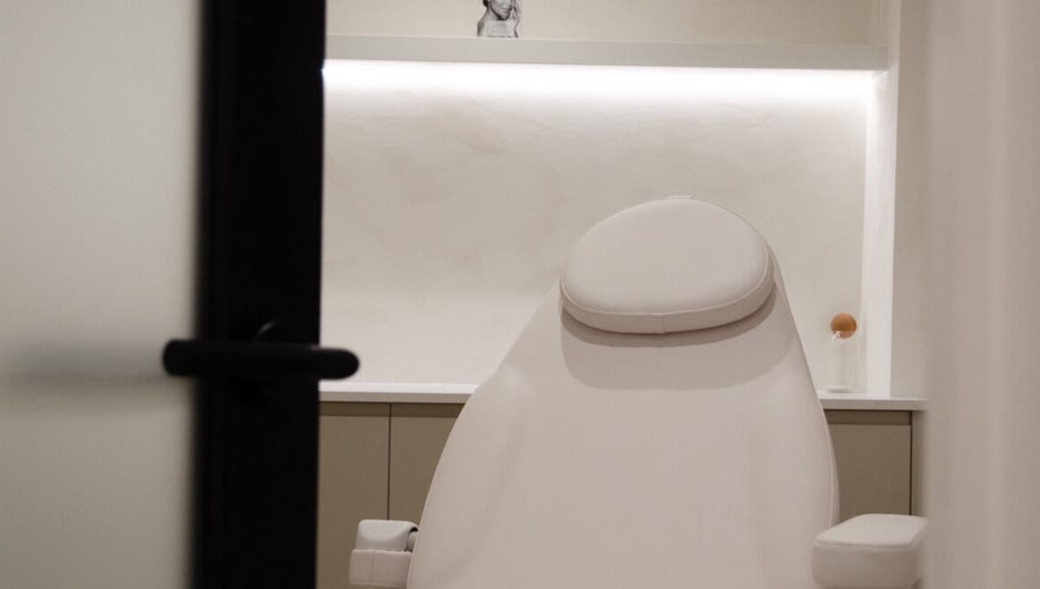 Elegant treatment chair at Emily Jane PMU & Brows, Truro, England, GB, showcasing a serene environment.