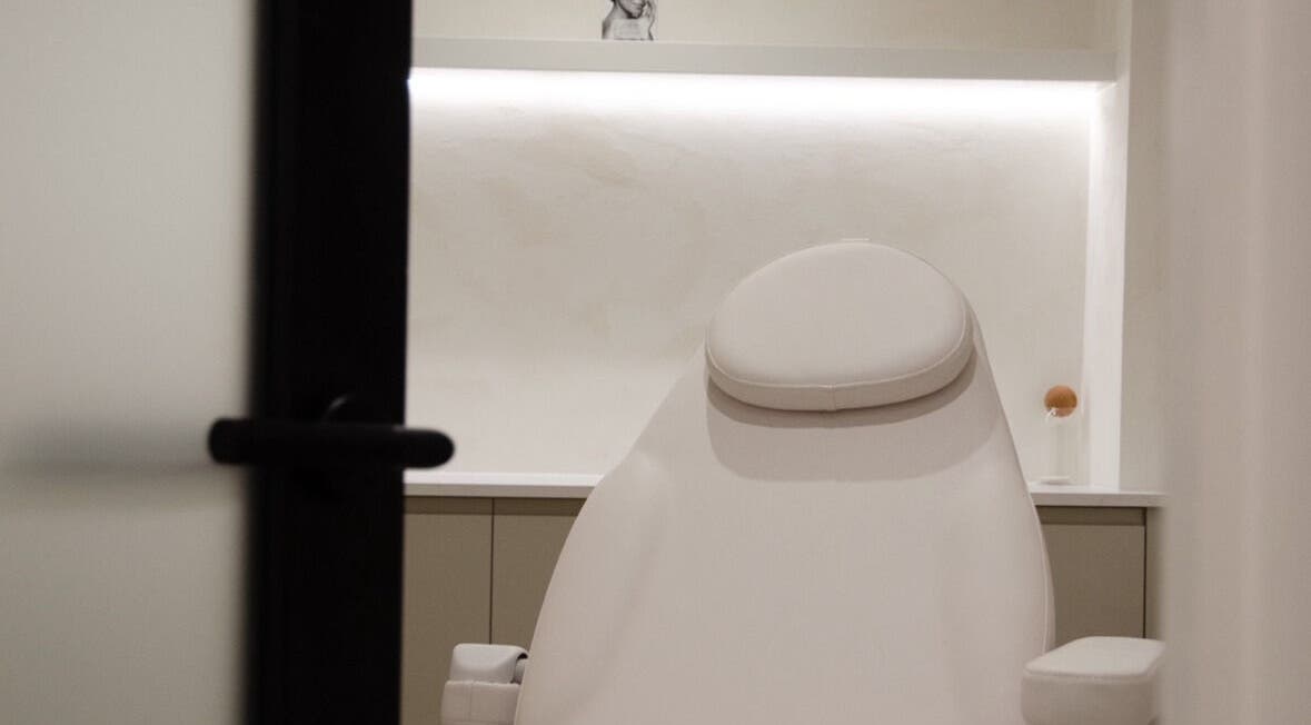 Elegant treatment chair at Emily Jane PMU & Brows, Truro, England, GB, showcasing a serene environment.