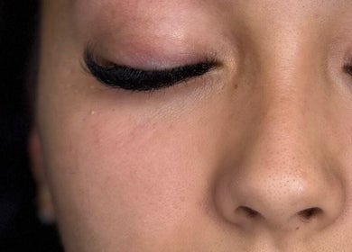 Close-up of expertly applied lashes at Emily Jane PMU & Brows, Truro, England, GB.