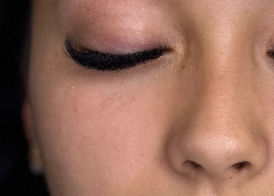 Close-up of expertly applied lashes at Emily Jane PMU & Brows, Truro, England, GB.