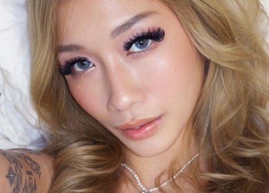 Close-up of a client with elegant lashes and brows at JENNY LASHES. BROWS (1) Fareast Plaza, Singapore, SG.