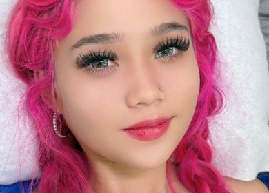 Enhanced eyelashes and pink hair at JENNY LASHES. BROWS (1) Fareast Plaza, Singapore, Singapore, SG.