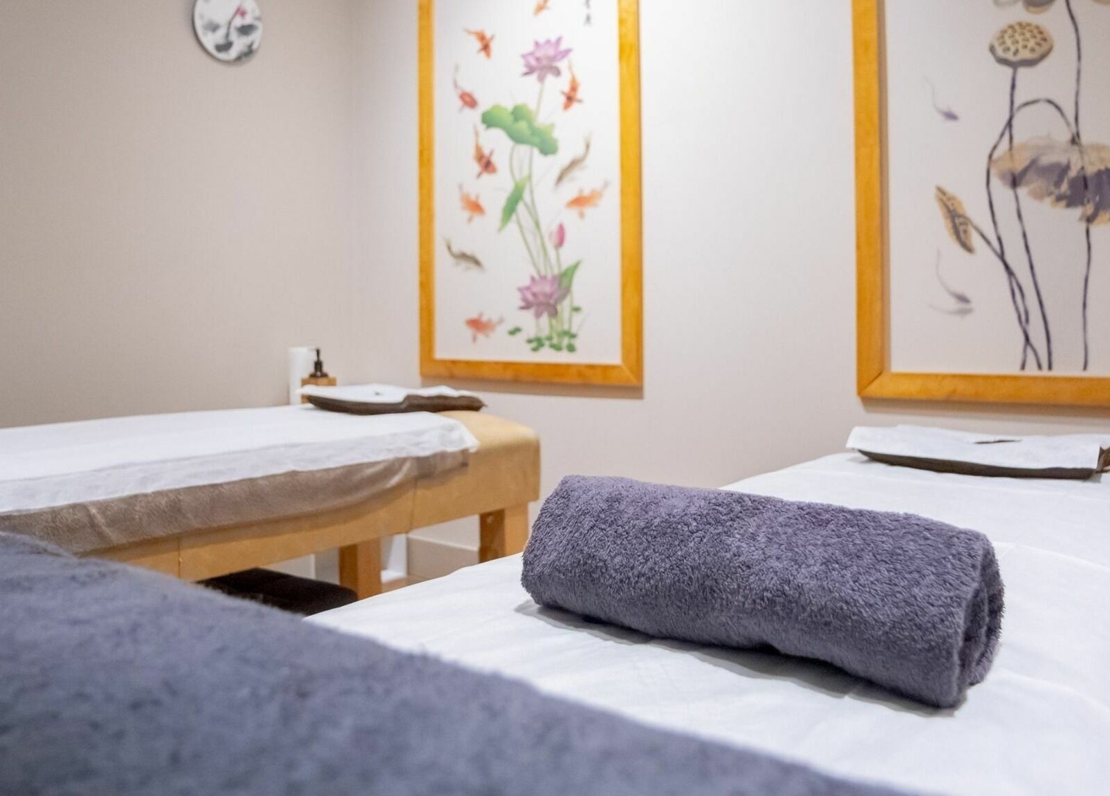 Relaxing massage tables at Gratitude Massage, Toorak Gardens, South Australia, AU featuring calming decor.