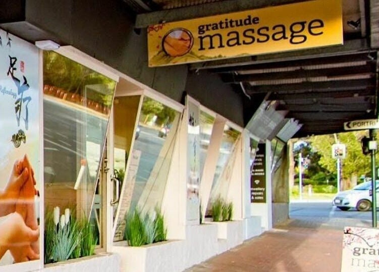 Gratitude Massage facade in Toorak Gardens, South Australia, featuring welcoming entrance and signage.