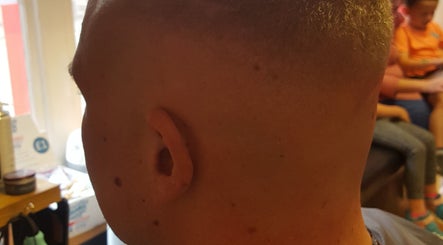 Close-up of a precision fade haircut at Stefs barber's Forfar in Forfar, Scotland, GB.