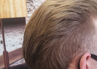 Close-up of a stylish haircut at Stefs barber's Forfar, Forfar, Scotland, GB.