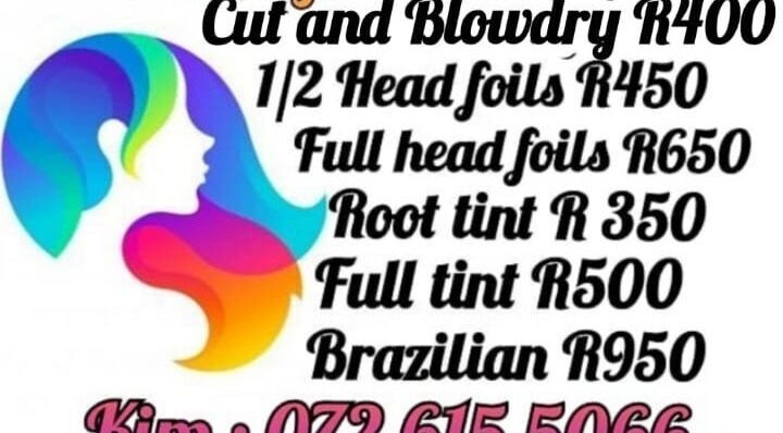 Stylish Scissors hair service menu in Roodepoort, Gauteng, ZA with prices for various treatments.