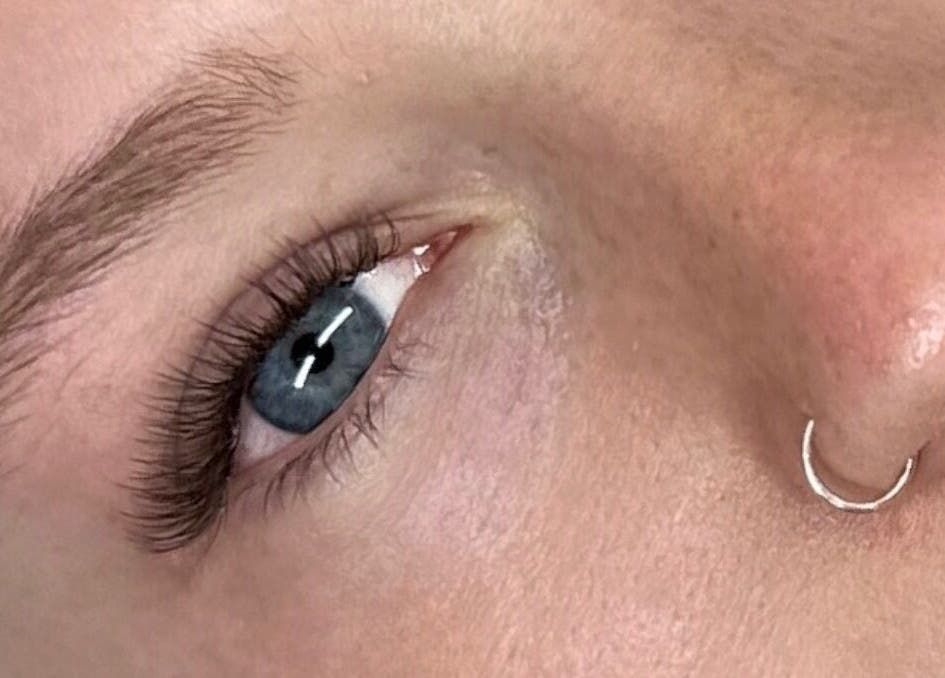 Close-up of eye with elegant lashes at Bea Paulette Artistry, Stevenage, England, GB.