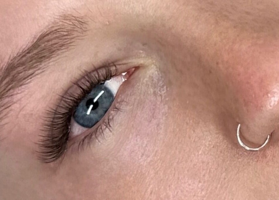 Close-up of eye with elegant lashes at Bea Paulette Artistry, Stevenage, England, GB.