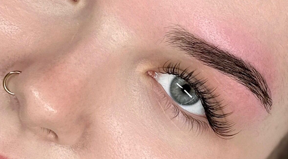 Close-up of expertly styled eyelashes at Bea Paulette Artistry, Stevenage, England, GB.