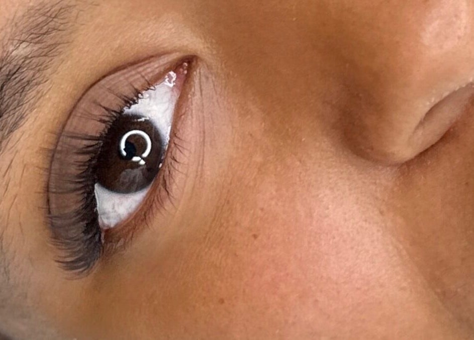 Close-up of elegant eyelashes at Bea Paulette Artistry, Stevenage, England, GB.