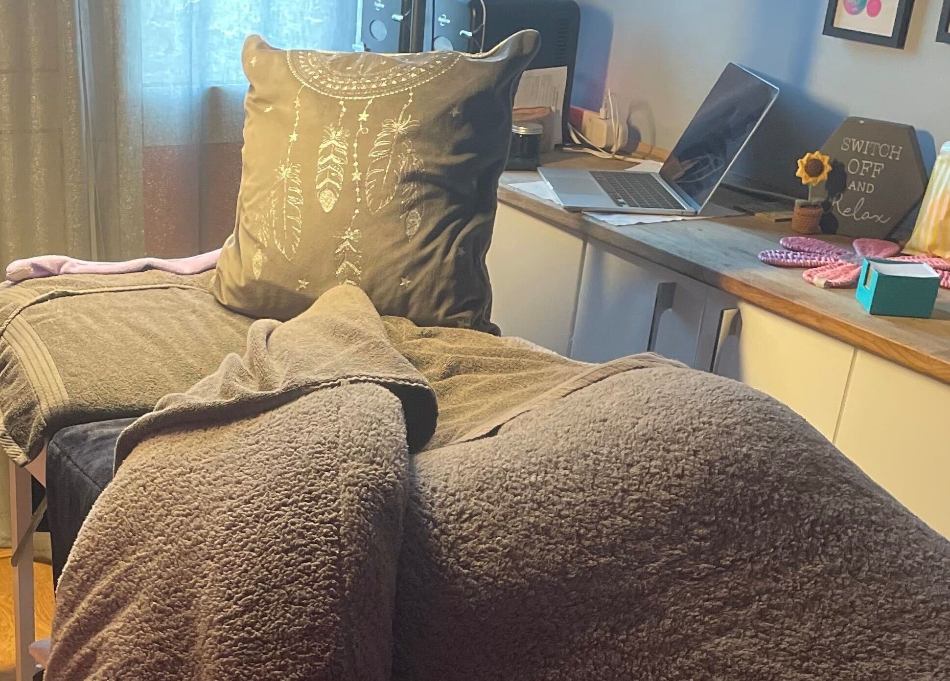 Cozy massage bed in A Little Unorthodox, Allesley Coventry, England, GB, inviting relaxation.