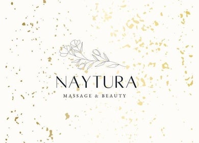 Naytura Massage and Beauty logo in Saint Helier, St Helier, JE with floral design and gold accents.
