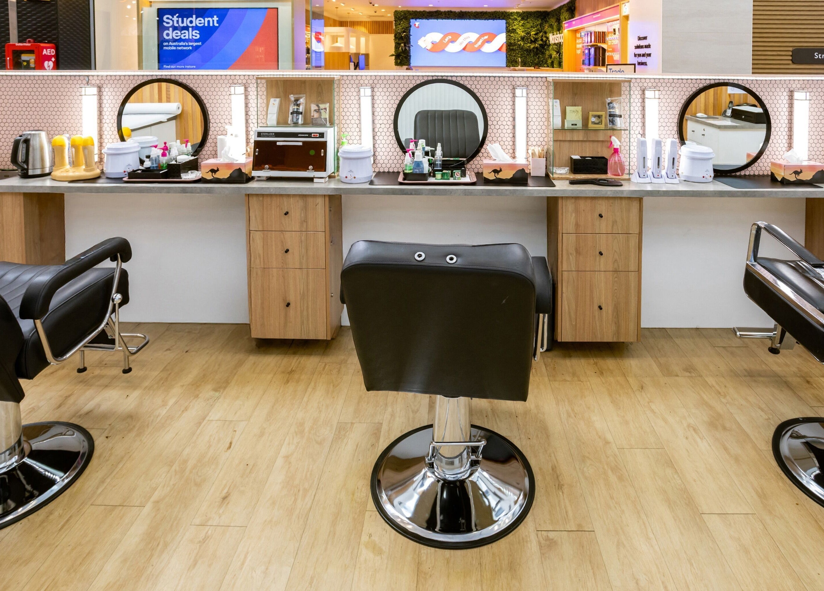 Sleek salon station at Grace Threading - Orion Springfield Central in Springfield Central, Queensland, AU.