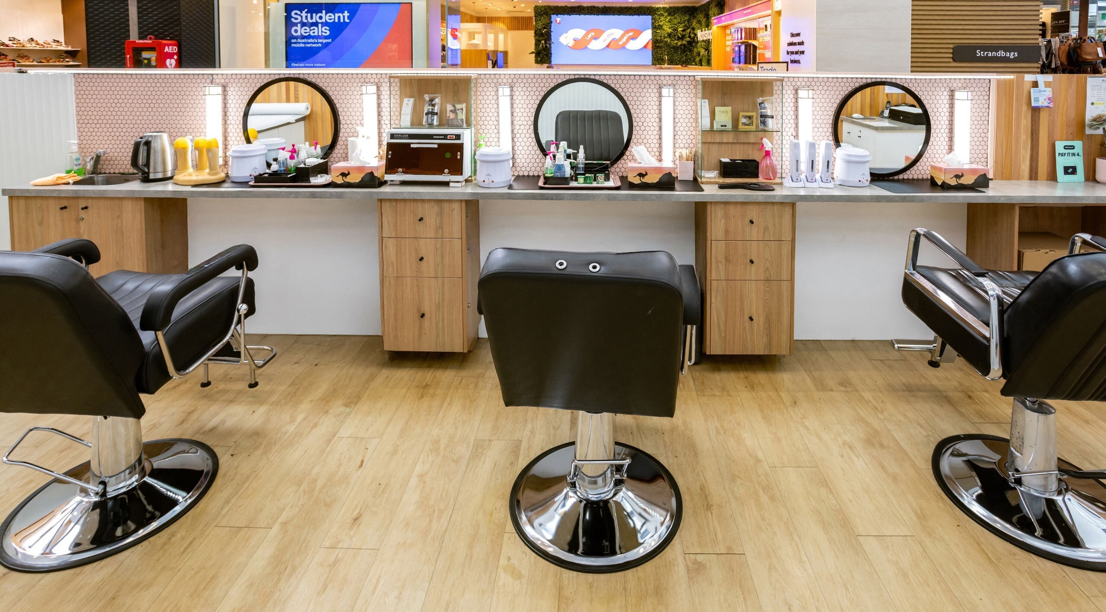 Sleek salon station at Grace Threading - Orion Springfield Central in Springfield Central, Queensland, AU.
