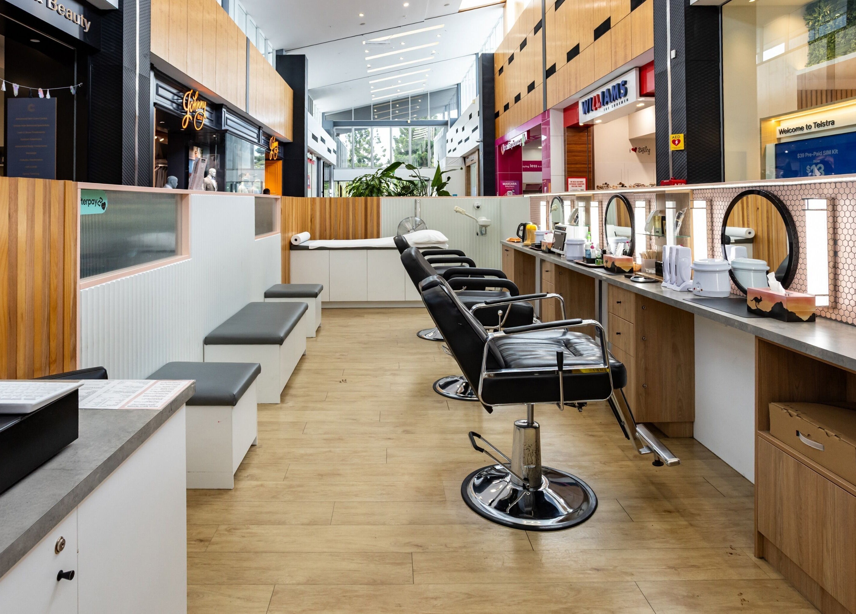 Stylish salon chairs at Grace Threading - Orion Springfield Central in Springfield Central, Queensland, AU.